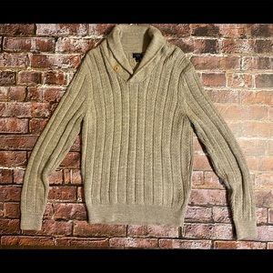 NWT J Crew Cotton Mariner Shawl Collar Sweater Suede Elbow Khaki F4676 S…